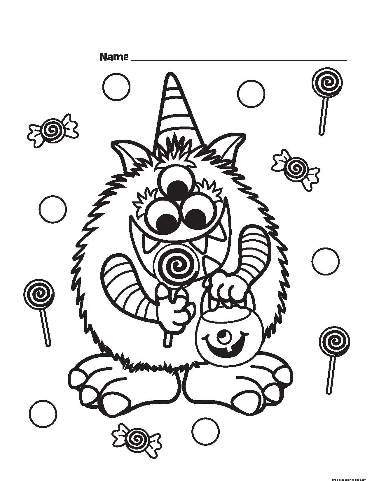 Print out Halloween Candy Critter Coloring Page for kidsFree