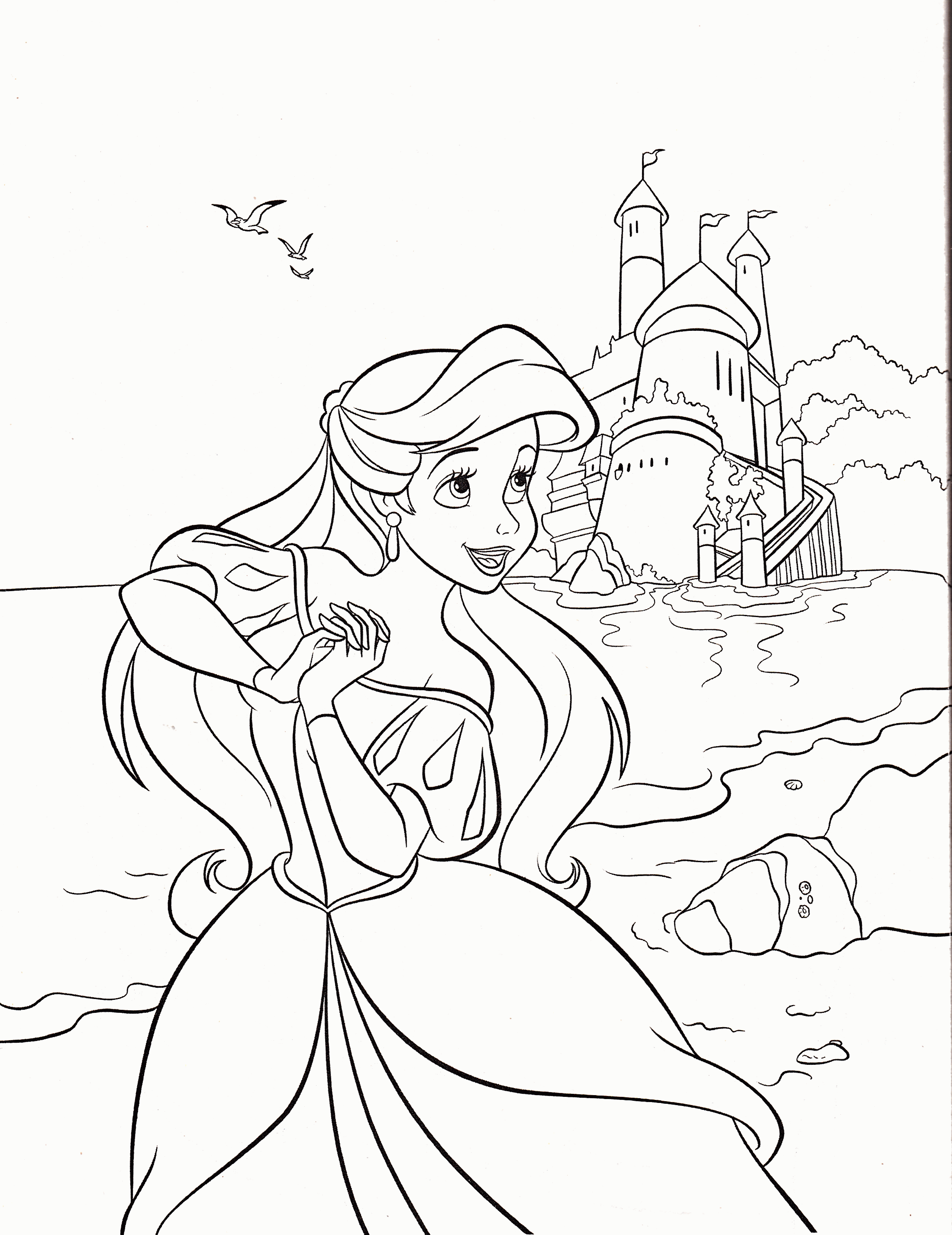 Free Disney Princess Coloring Pages Ariel In A Dress Download Free 