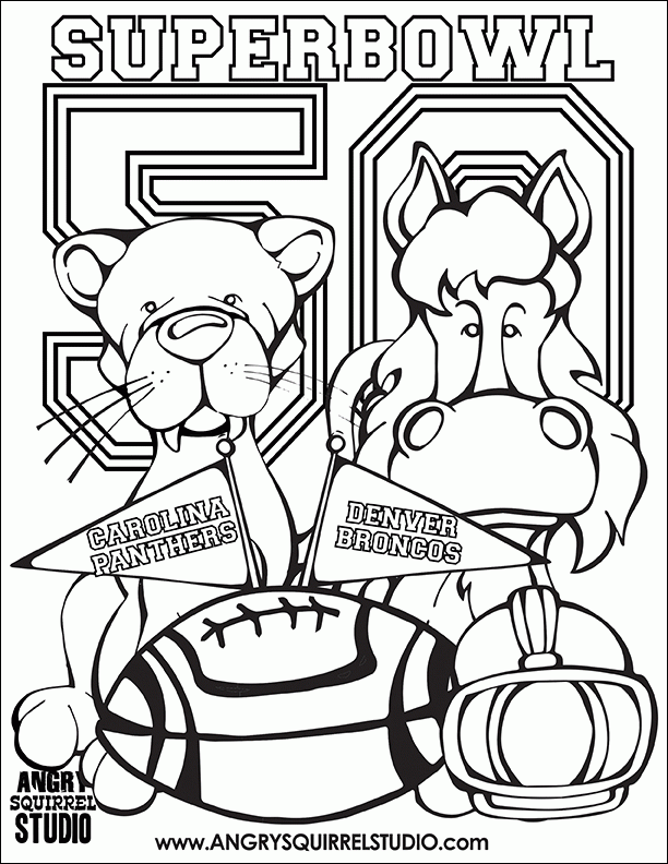 Free Coloring Pages: Superbowl 50 | Angry Squirrel Studio