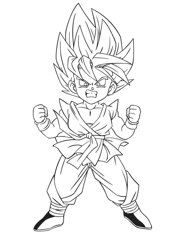 Little Goku Super Saiyan 2 Form in Dragon Ball Z Coloring Page