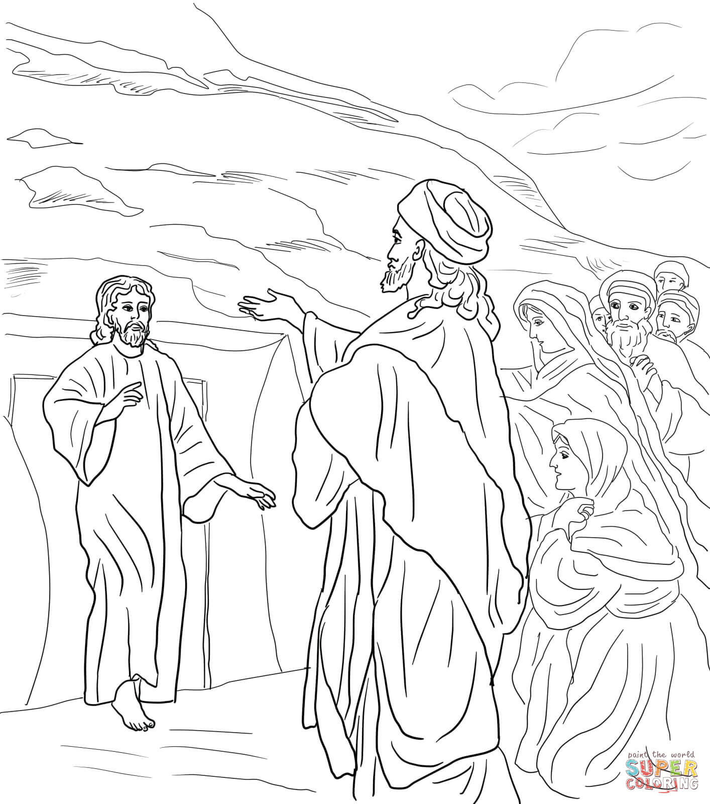 Jesus Raises Lazarus from the Dead coloring page | Free Printable