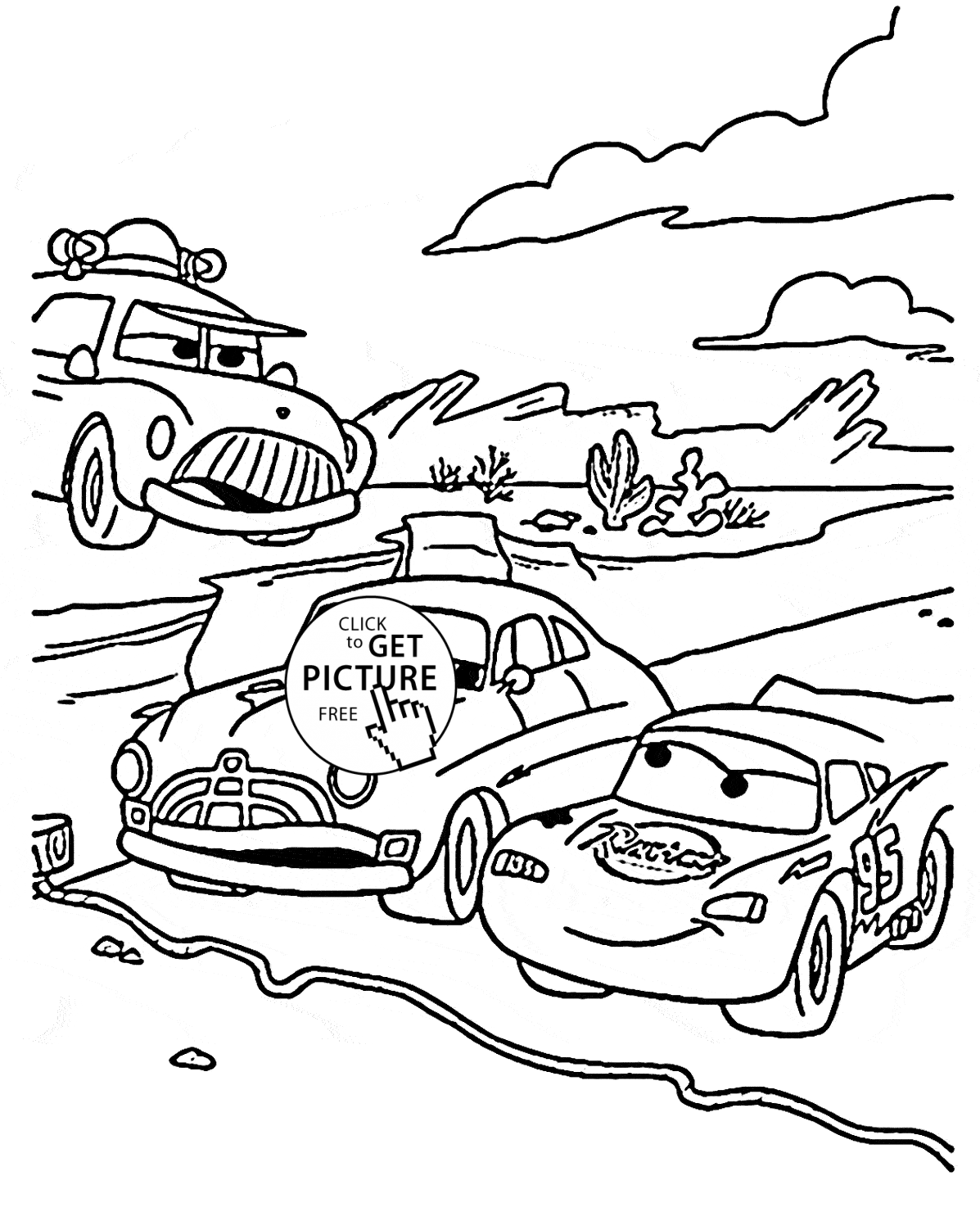 Track Race Cars coloring page for kids, disney coloring pages