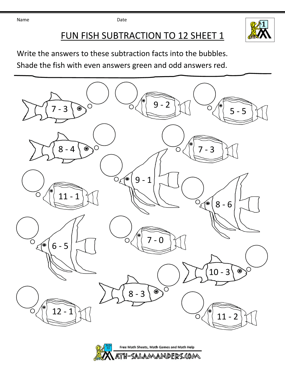Free Subtraction Coloring Pages, Download Free Subtraction Coloring