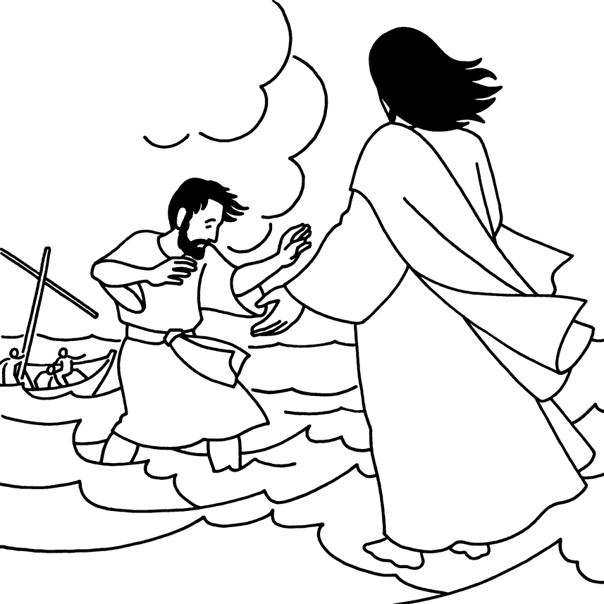 Jesus walks on water coloring pages | Jump