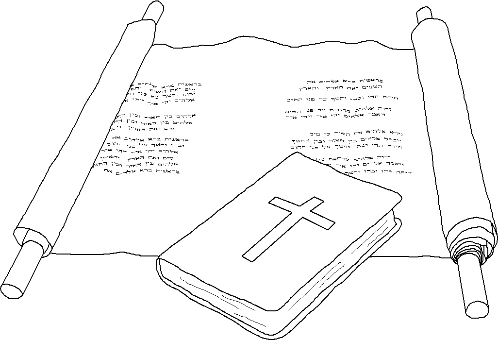 Coloring Page - Bible and Scroll