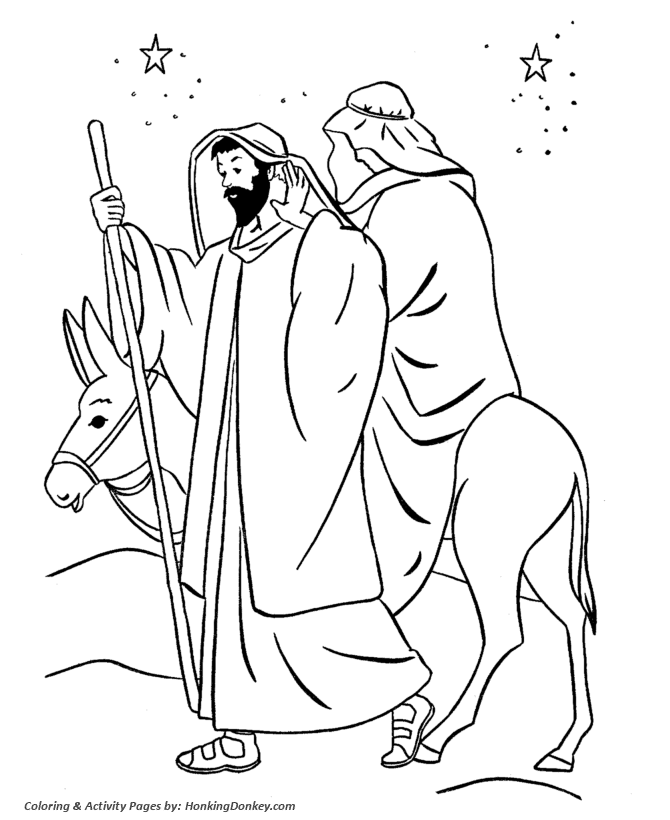 Religious Christmas Bible Coloring Pages - Joseph and Mary