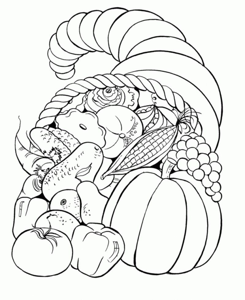 Fall Harvest Bounty Coloring Page 