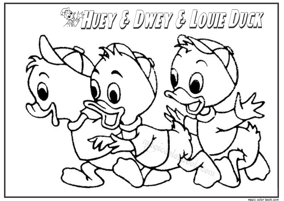 Huey Dwey Louie Duck coloring pages donald