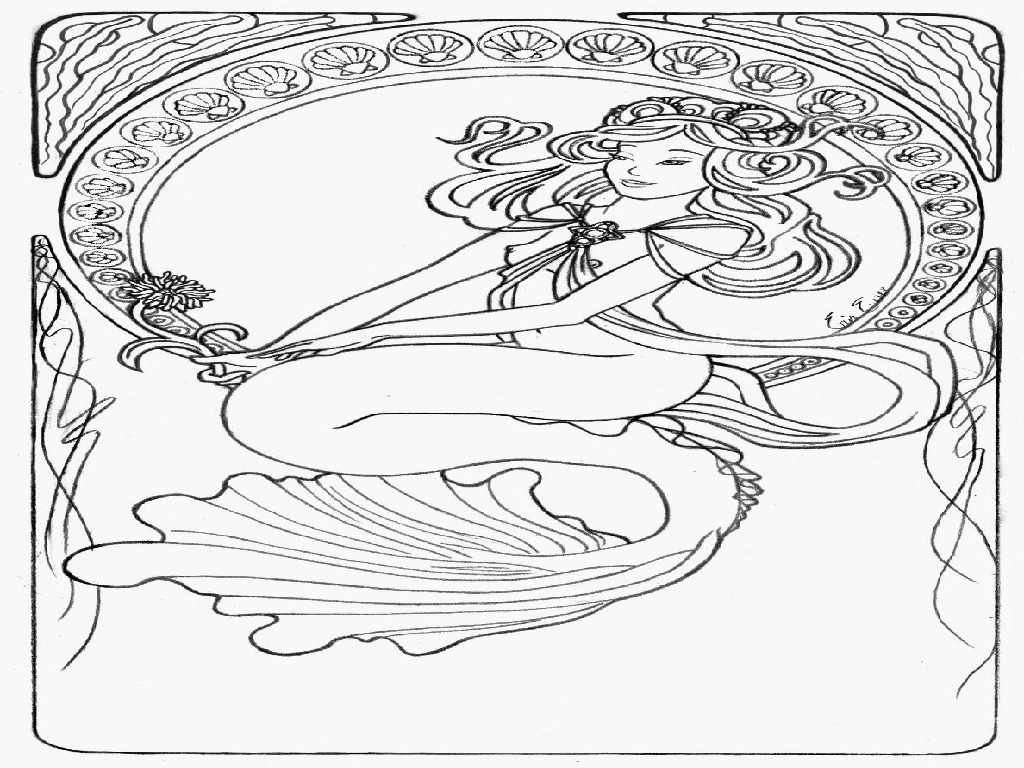 Coloring Page Mandala Mermaid - Mermaid Coloring Page For Adults Easy