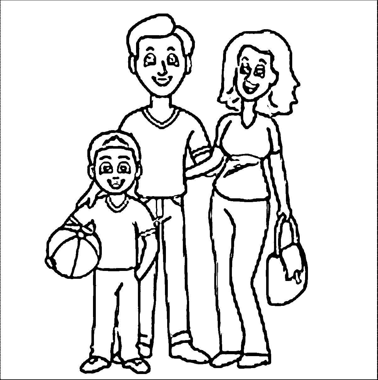 Family Mother Father Son Family Coloring Page