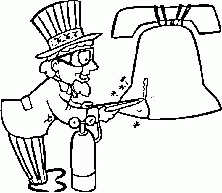 Uncle Sam is Doing Liberty Bell Coloring Online | Super Coloring