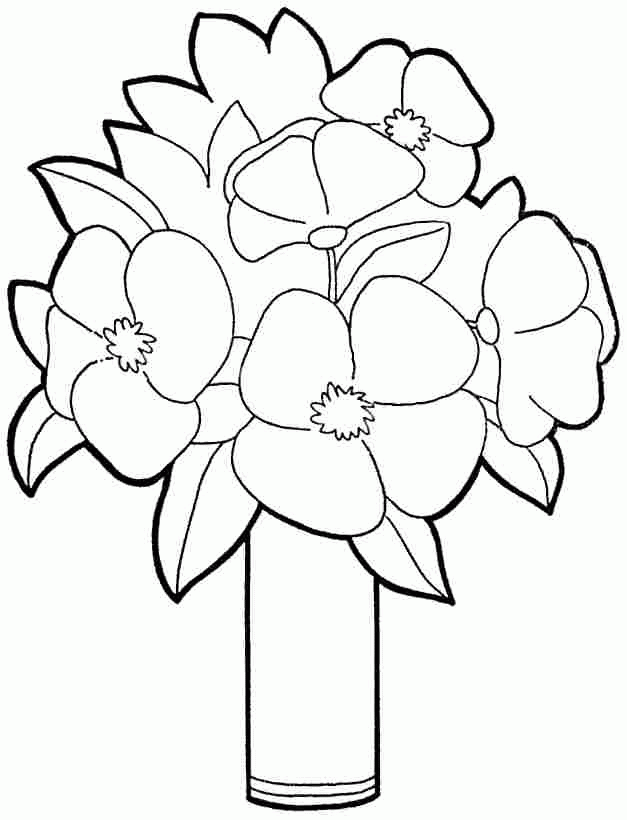 Printable Free Bouquet Flowers Coloring Sheets For Preschool
