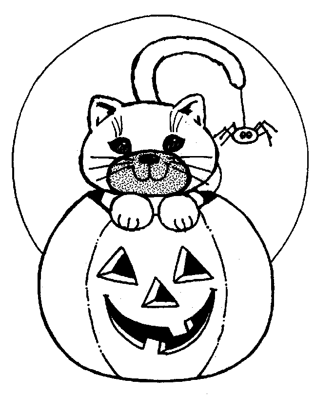  Cat and Halloween Coloring Pages