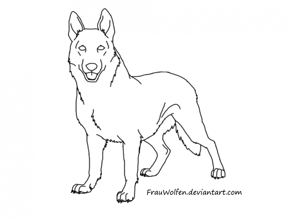German Shepherd Coloring Pages Free Kids Colouring Page