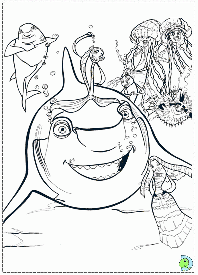 shark tale coloring pages to print for kids