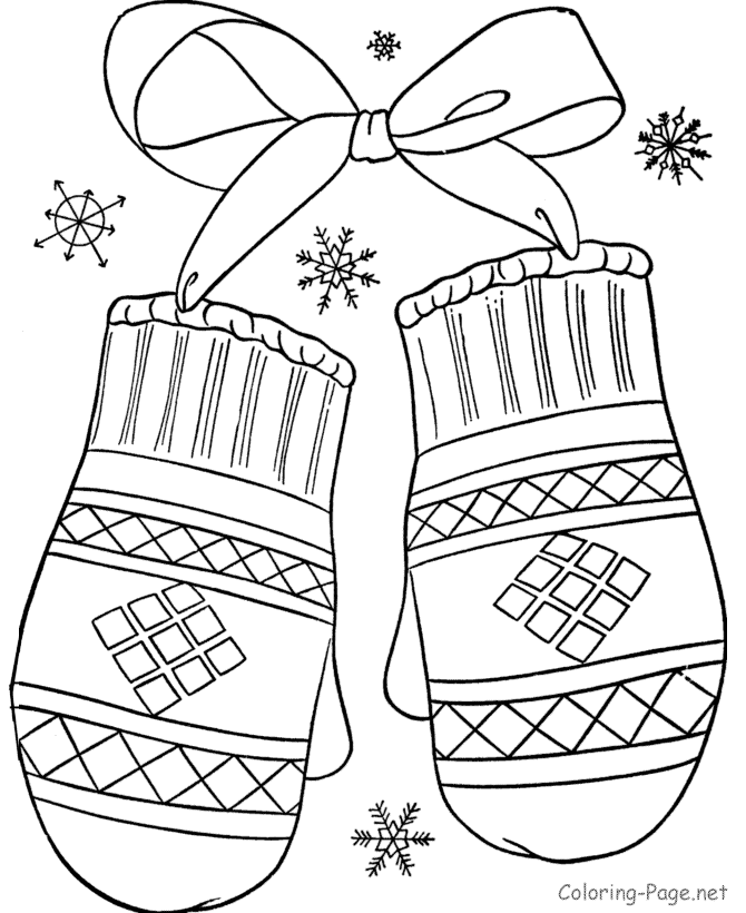 Winter Coloring Book Pages - Christmas mittens