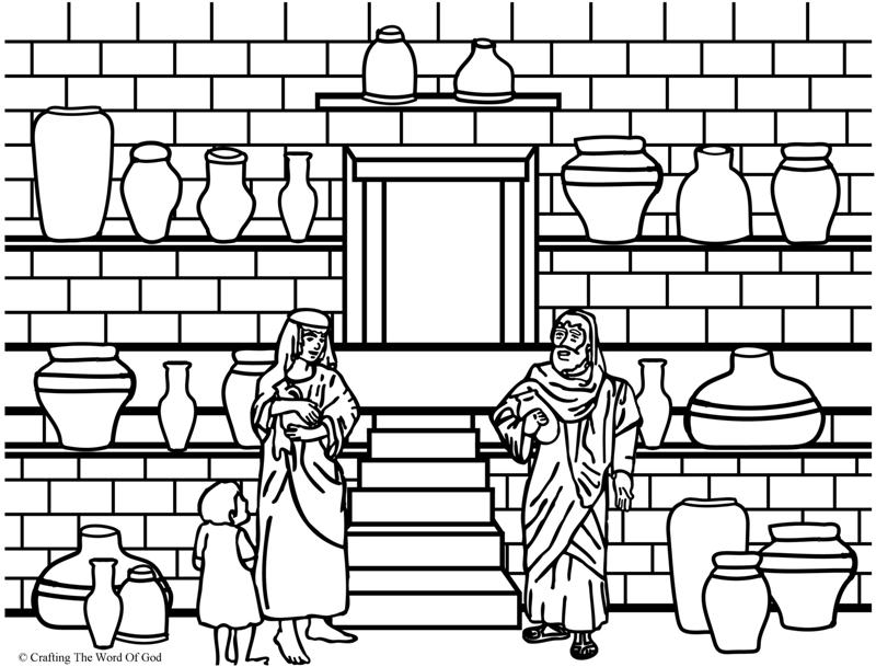 Elisha And The Jar Of Oil- Coloring Page  Crafting The Word Of God