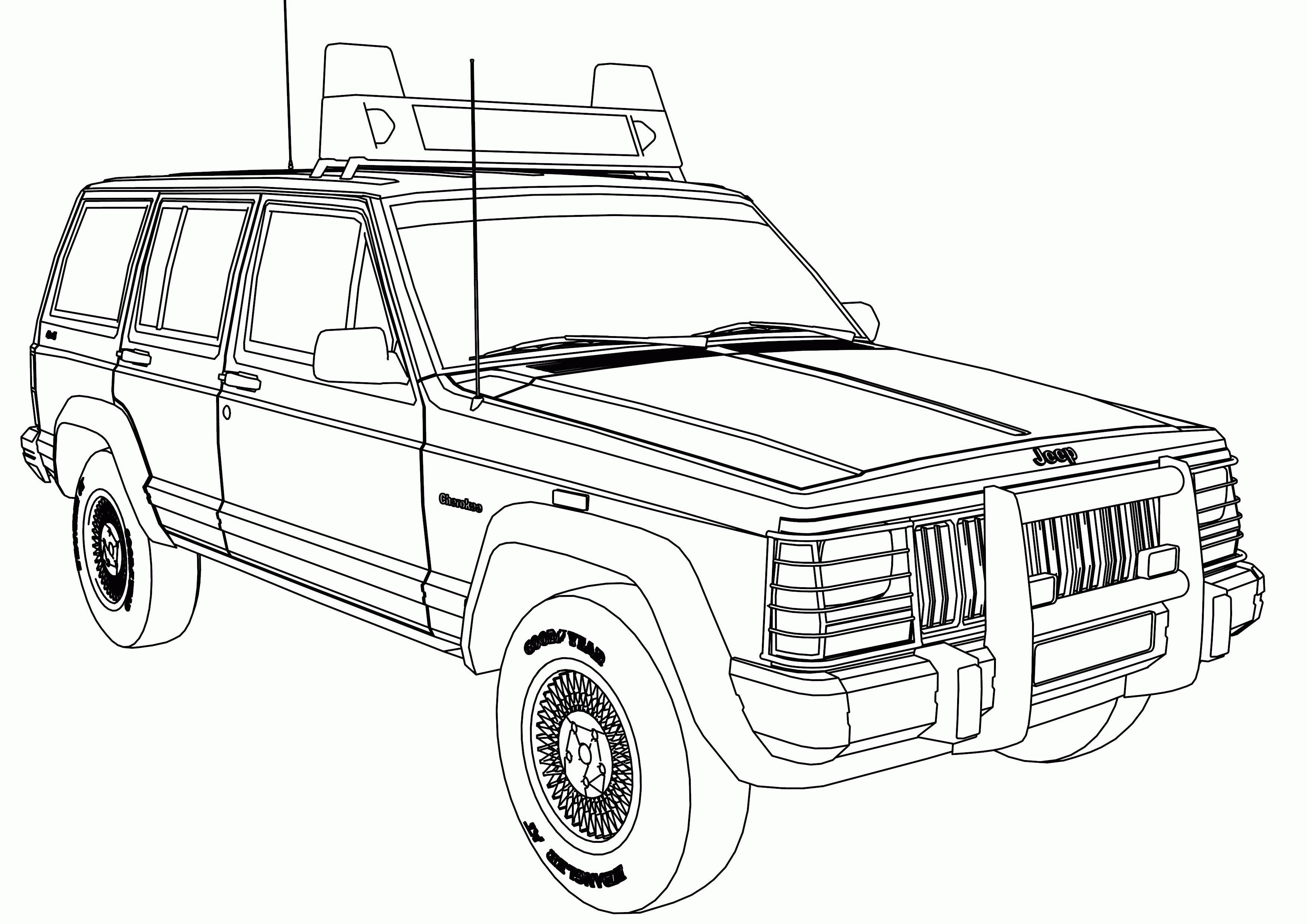 Jeep Cherokee VLTT Car Police Coloring Page