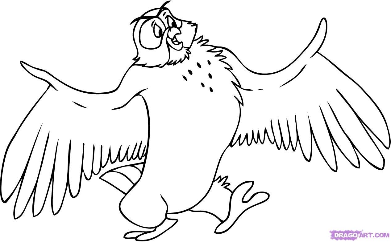 How to Draw Owl from Winnie the Pooh, Step by Step, Disney
