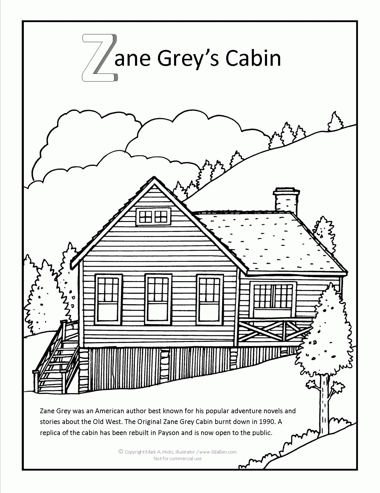 Cabin Coloring Page | Coloring Pages for Kids and for Adults