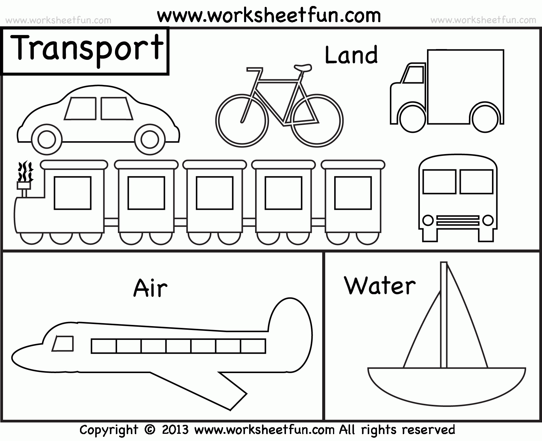 types of transportation worksheets for kindergarten   Clip Art Library
