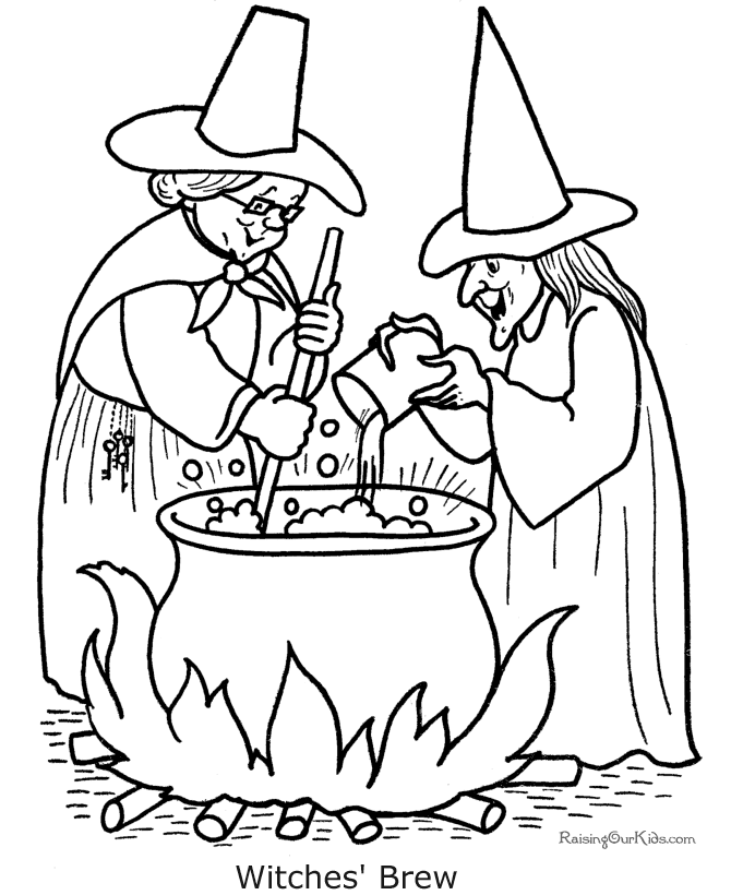 Coloring pages of Halloween Witches