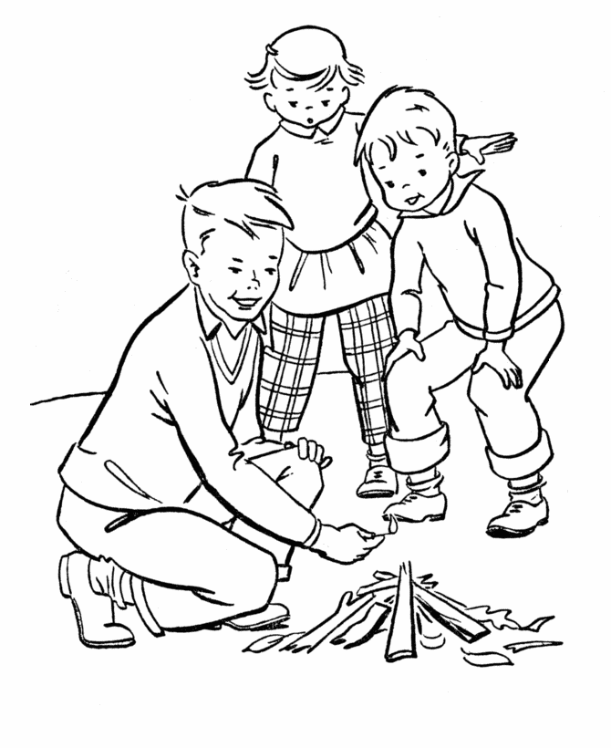 Bluebonkers Free Printable Family Camping Coloring Sheets