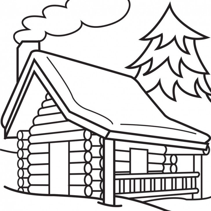 Log Cabin Coloring Pages