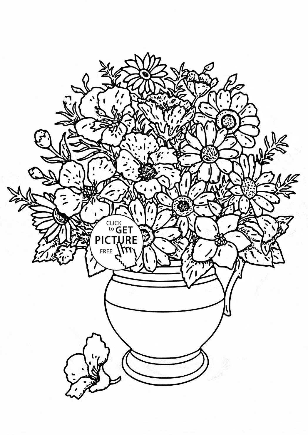 Free Vase And Flowers Coloring Page, Download Free Vase And ...