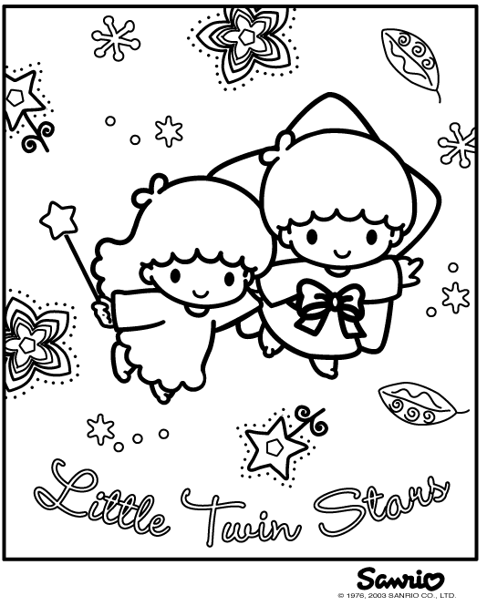 Coloring, Little twin stars and Coloring pages
