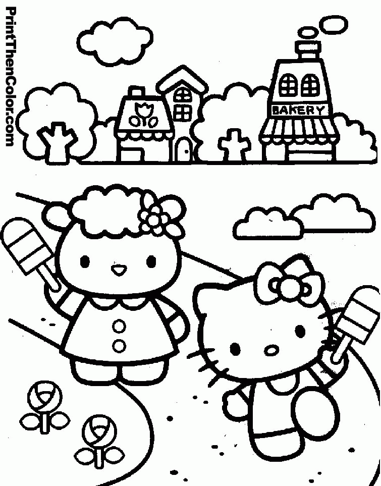 Hello Kitty Family Coloring Sheets 