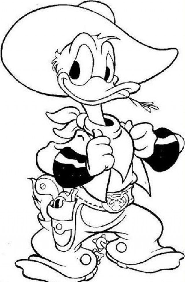 Donald Cowboy Duck Coloring Page  Cowboy