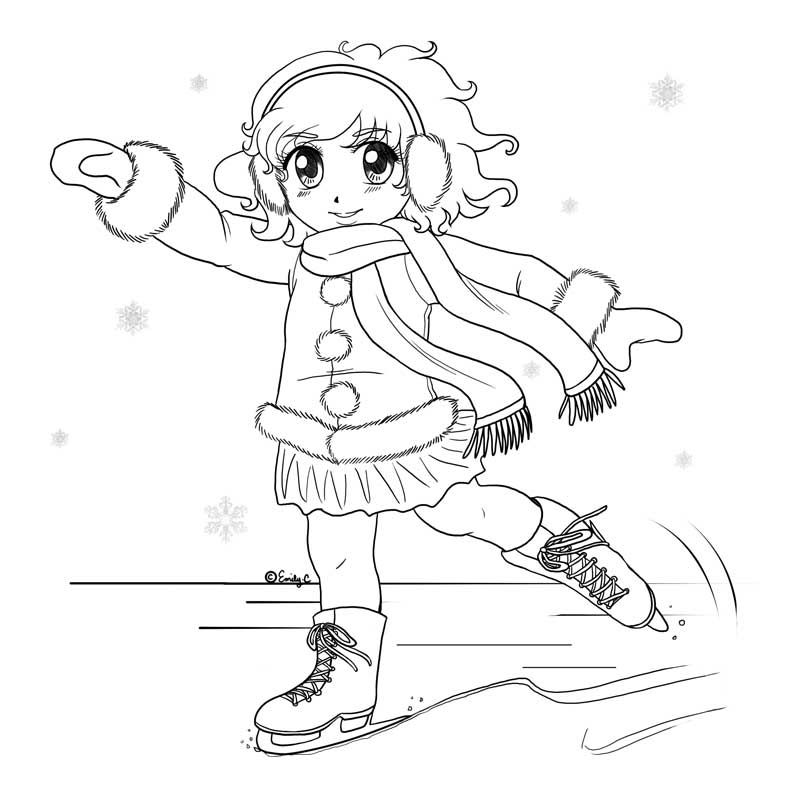 Ice Skating Girl Coloring Page Clip Art Library