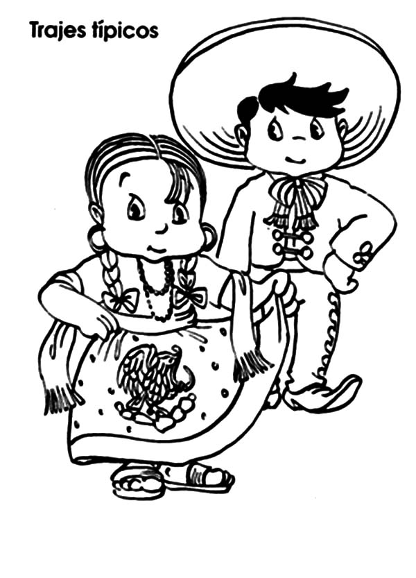 Woman in Mexican Dress is Dancing Coloring Pages | Color Luna