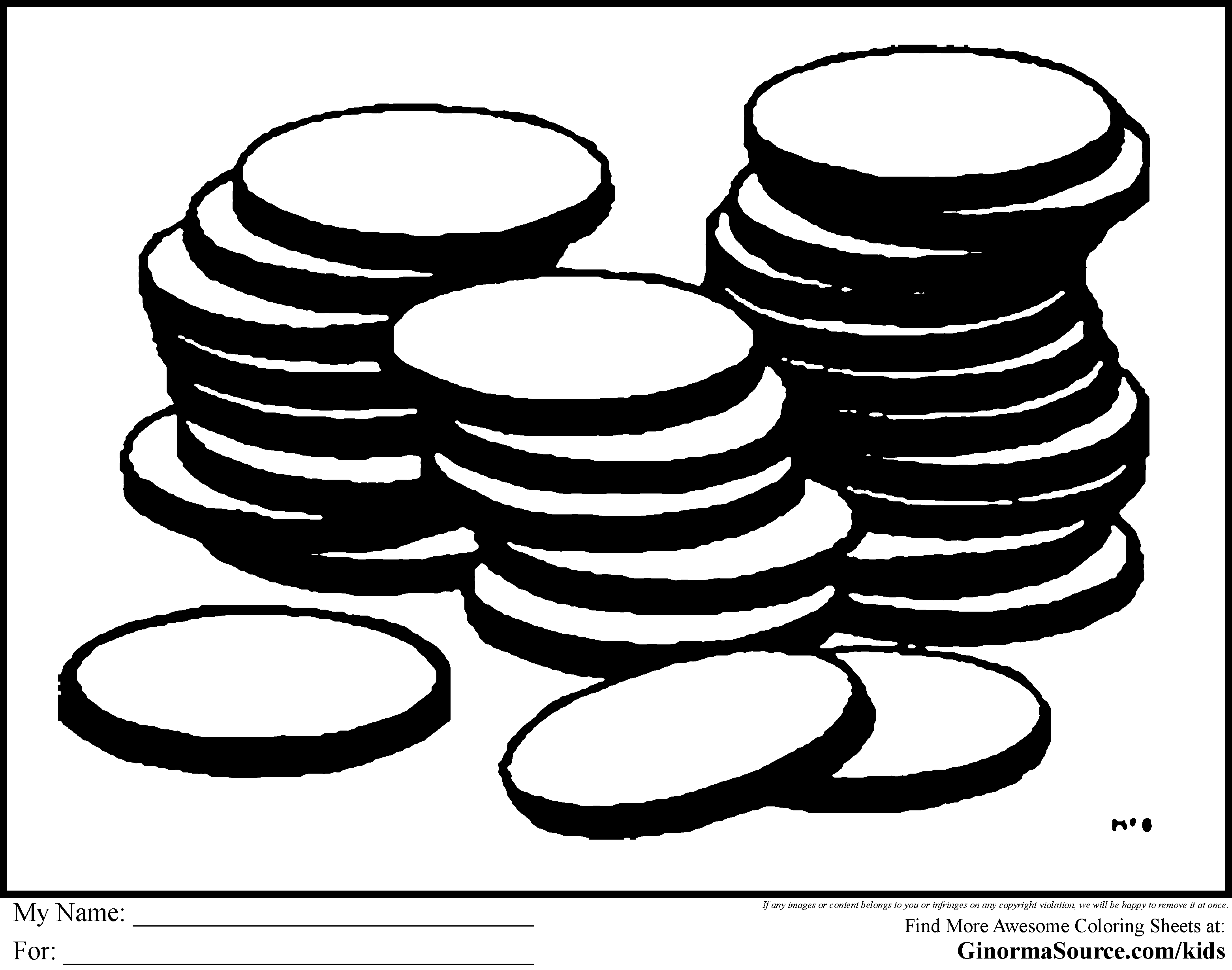 Coins Coloring Pages -  Kids