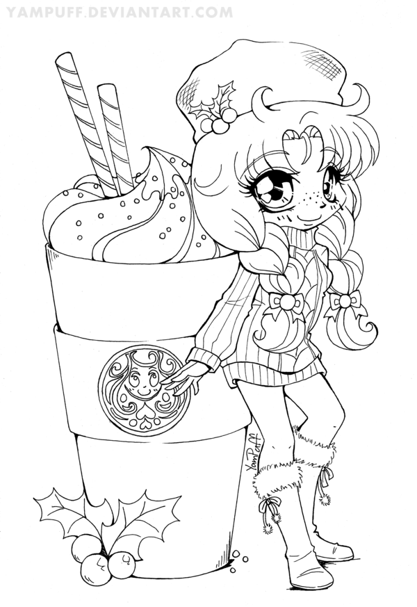 kawaii anime coloring pages - Clip Art Library