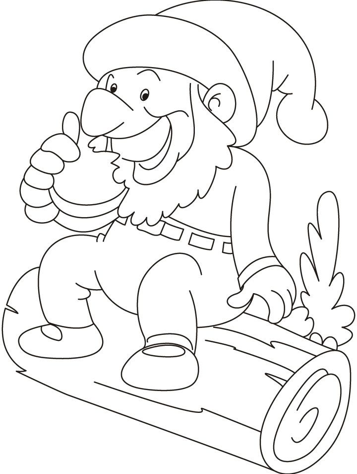 dwarf eating bun coloring page | Download Free dwarf eating bun