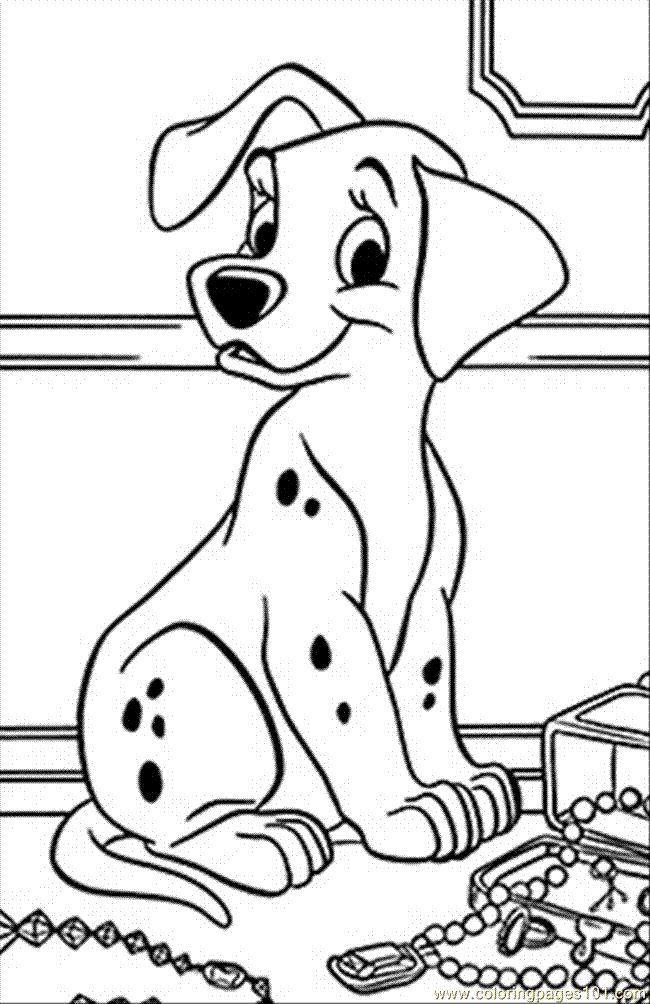 Coloring Pages A Dalmatian Dog (Cartoons  Dalmations)| free printable