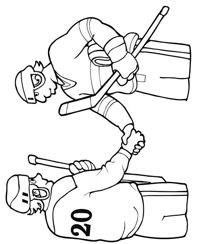 Hockey Coloring Page | 2 Players Shaking Hands