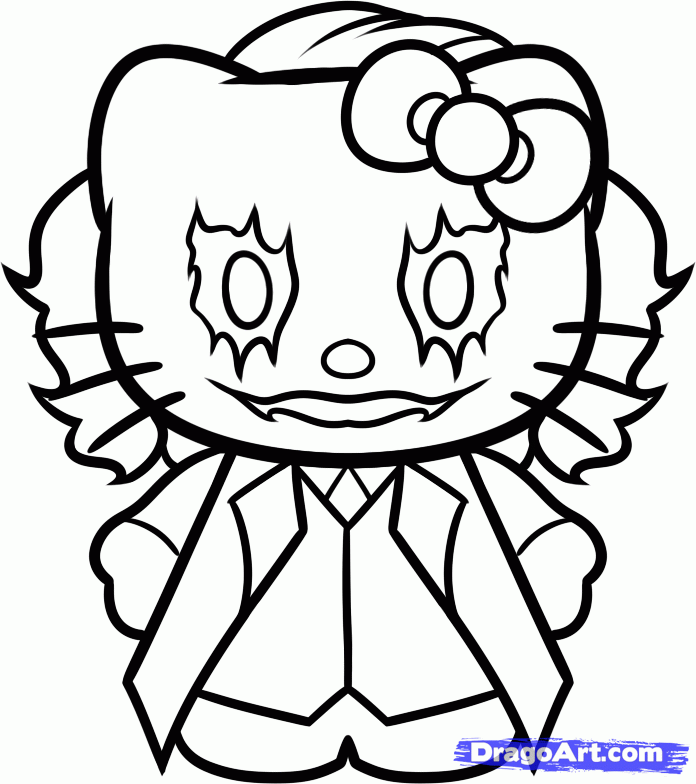 How to Draw Hello Kitty Joker, Step by Step, Characters, Pop