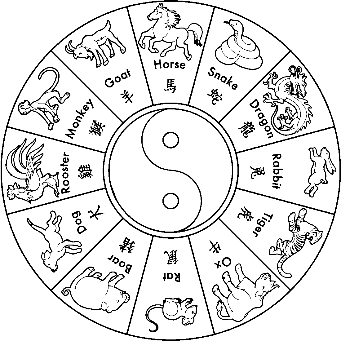 Free Chinese Zodiac Coloring Pages Download Free Chinese Zodiac