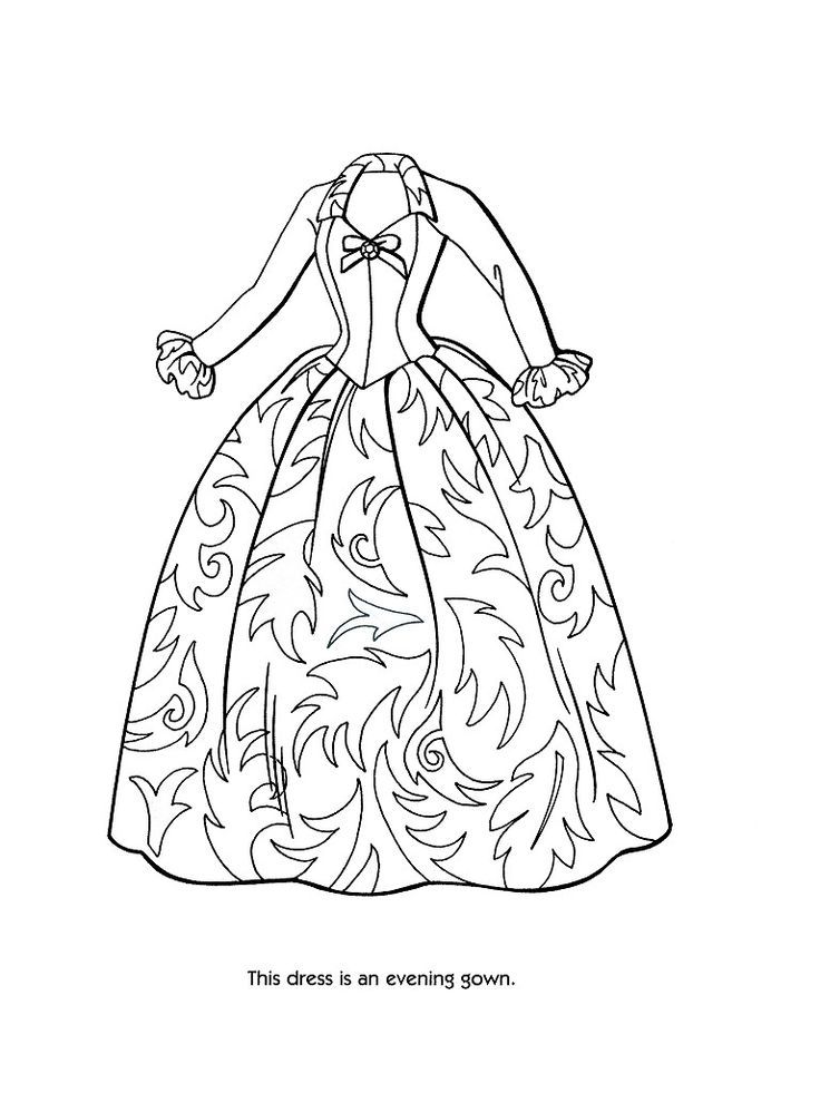Printable Coloring Pages Of Dresses | High Quality Coloring Pages
