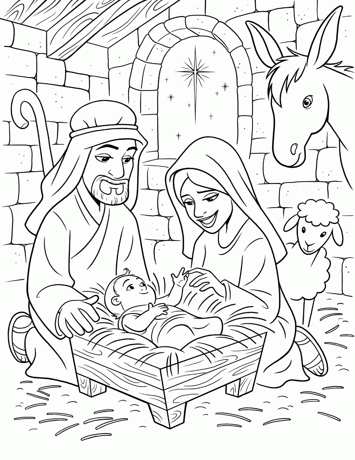 Free The Birth Of Jesus Coloring Page, Download Free The Birth Of ...