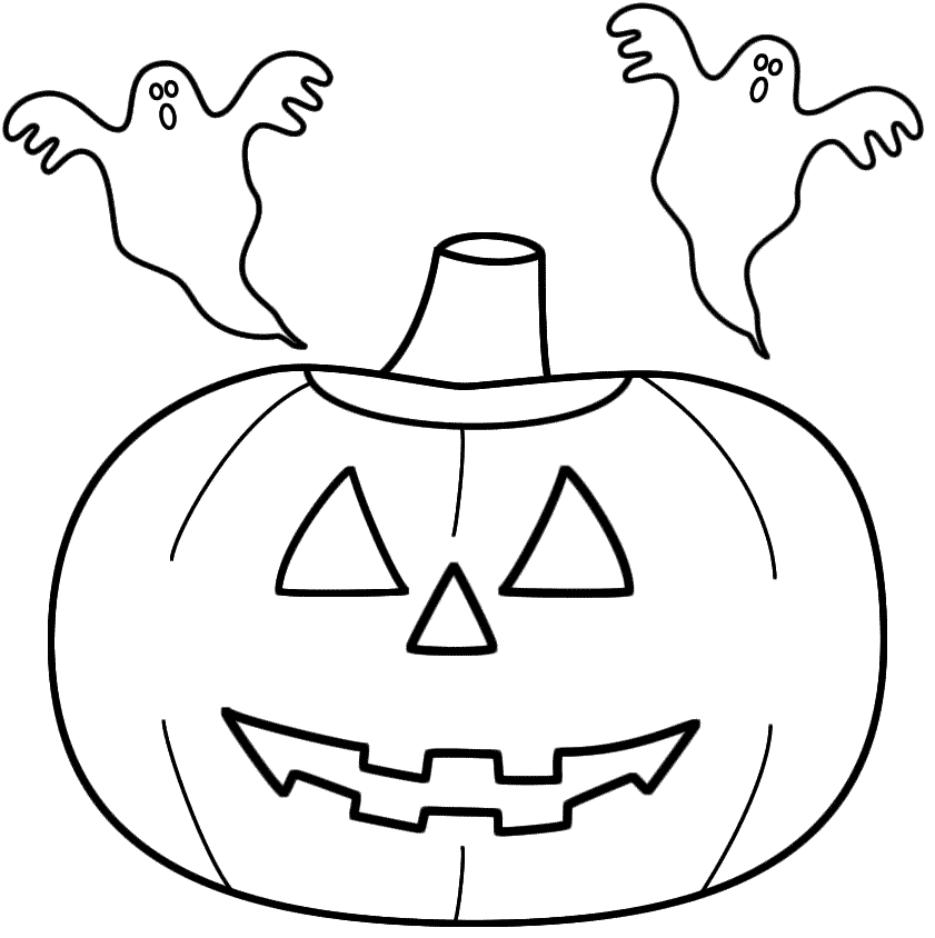 Pumpkin/Jack-o-Lantern with ghosts - Coloring Page 