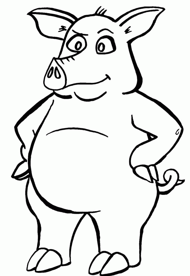 Angry Pig Cartoon Coloring Kids - Pig Coloring Pages : Coloring