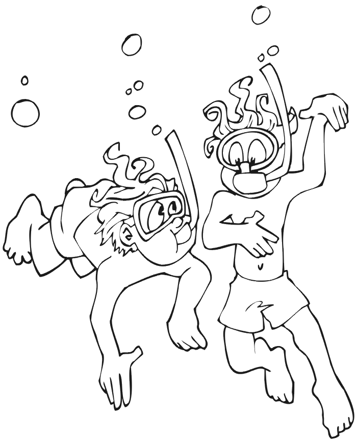 Swimming Coloring page | Snorkling