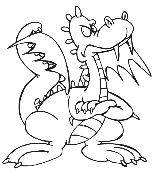 Dragon Coloring Page | Angry Dragon With His Arms Crossed
