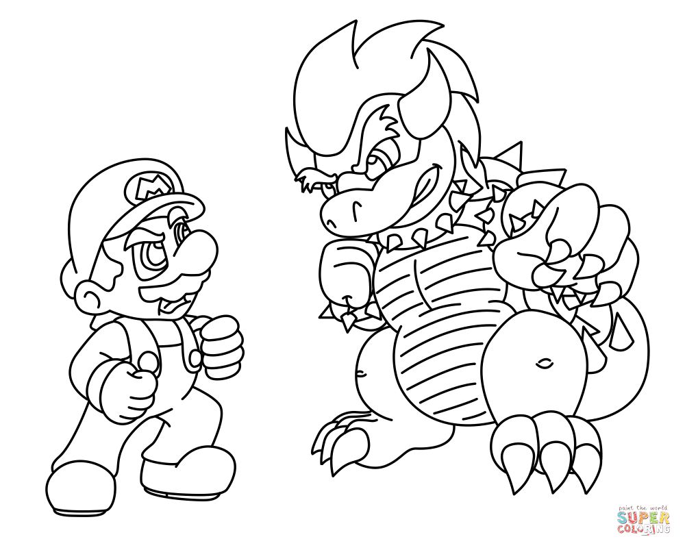 Mario vs. Bowser coloring page | Free Printable Coloring Pages