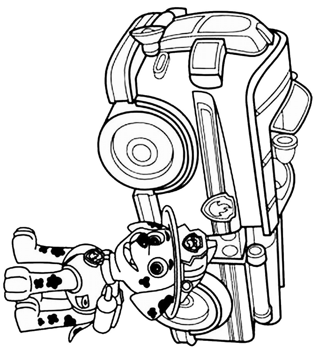 Free Paw Patrol Coloring Pages Marshall And Firetruck, Download Free