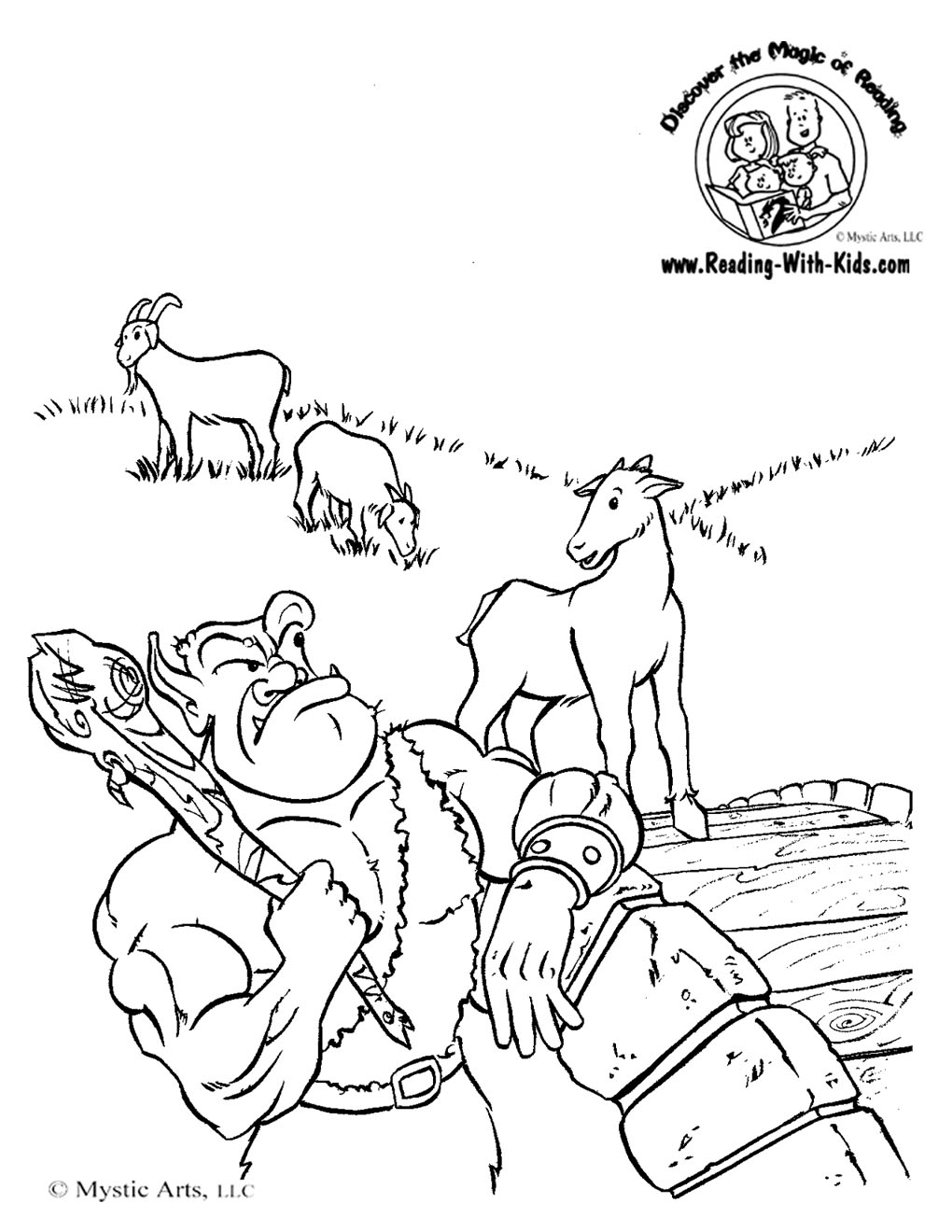Three Billy Goats Gruff Fairy Tale Coloring Page